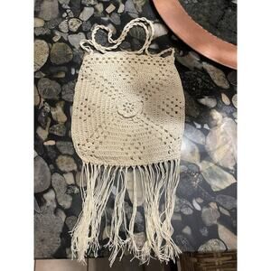 Vintage Hand Crochet Hippie Flower Child Purse w Flap 1960's/70's